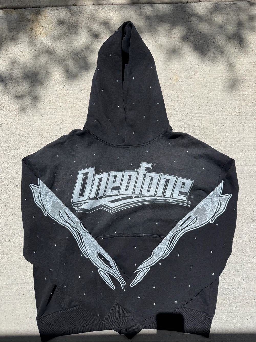 One of One Black Graphic Pullover Hoodie